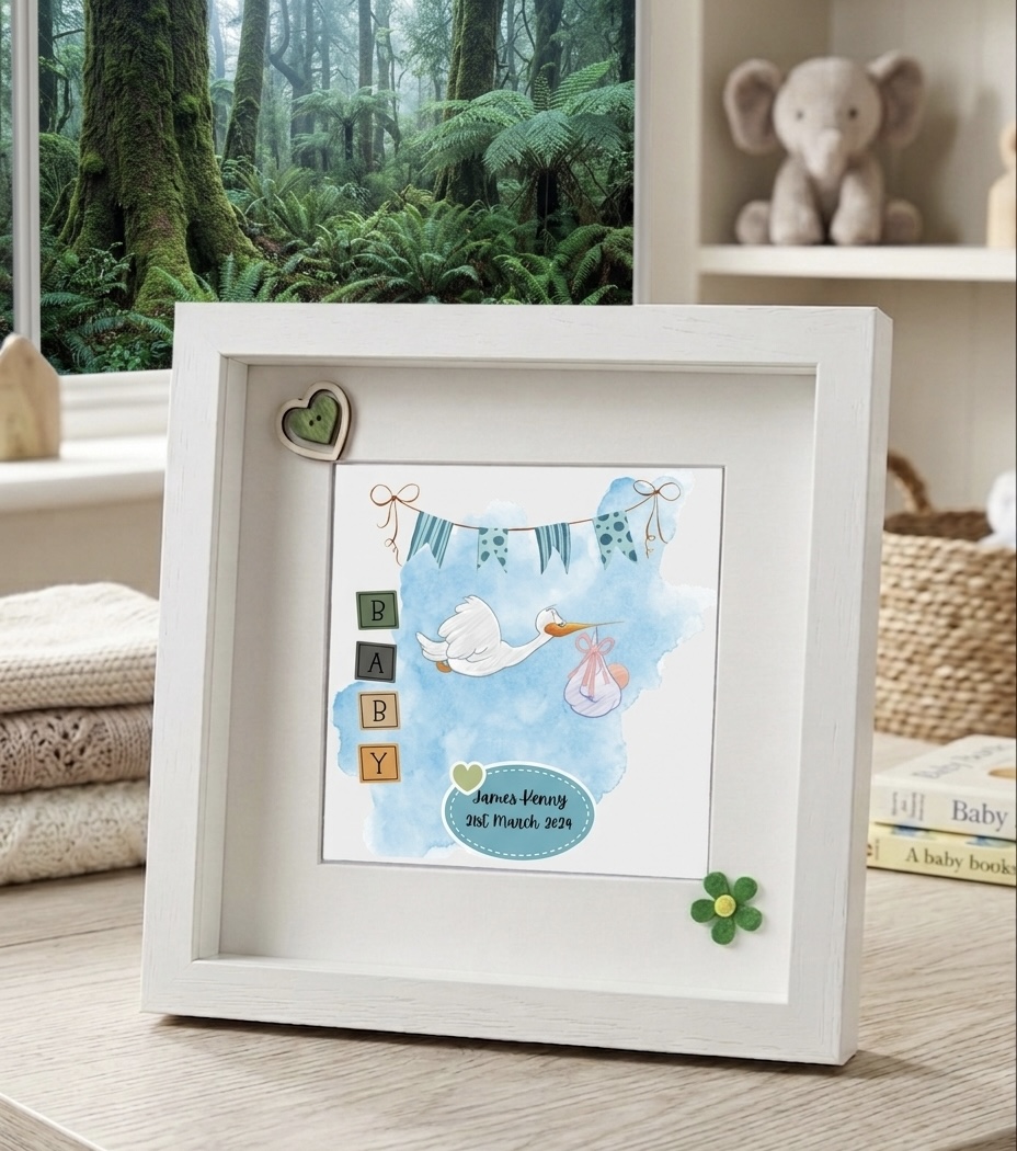 Personalised Baby Keepsake gift: Frame and Memory Album gift set. - Image 5