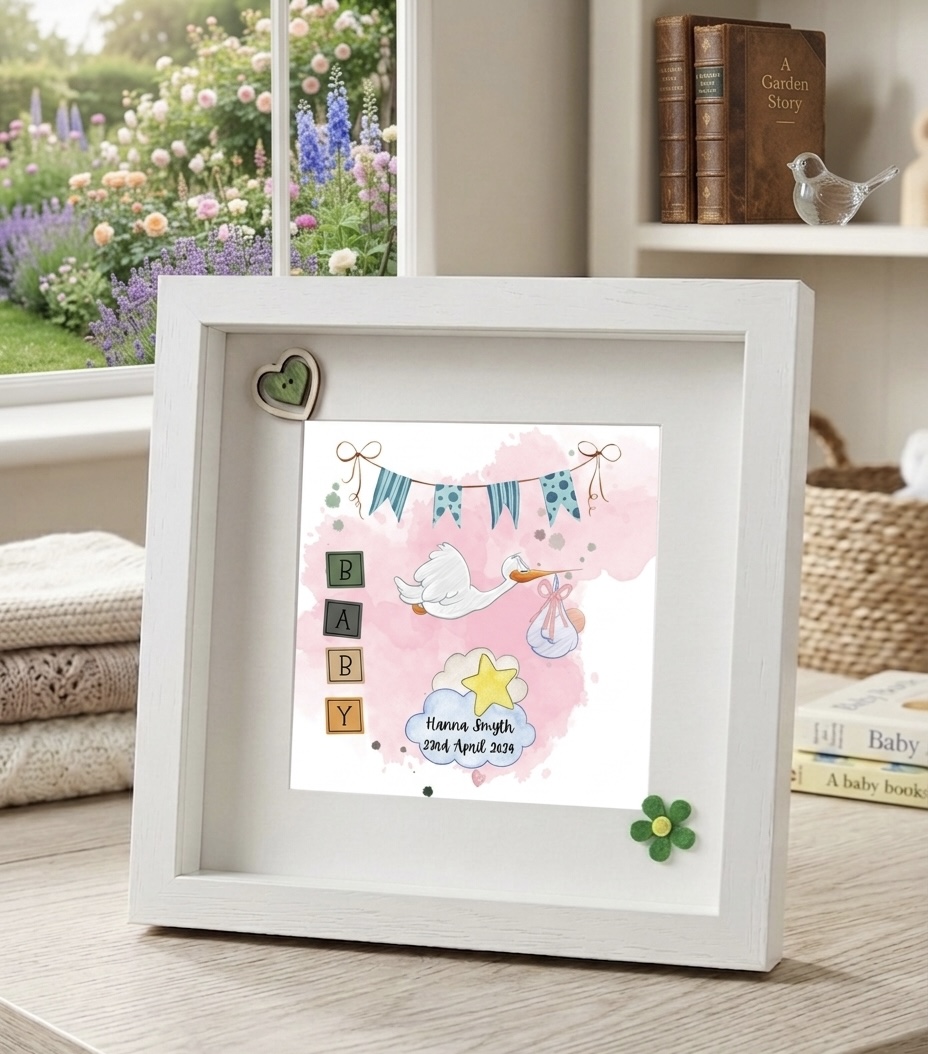 Personalised Baby Keepsake gift: Frame and Memory Album gift set. - Image 4