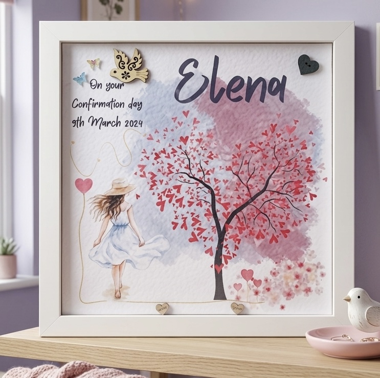 Personalised Confirmation and Communion Gift Set: Handmade Scrapbook Photo Album and Frame - Image 5