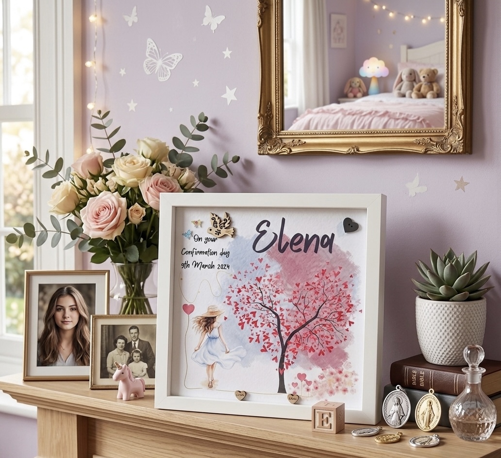 Personalised Confirmation and Communion Gift Set: Handmade Scrapbook Photo Album and Frame - Image 4