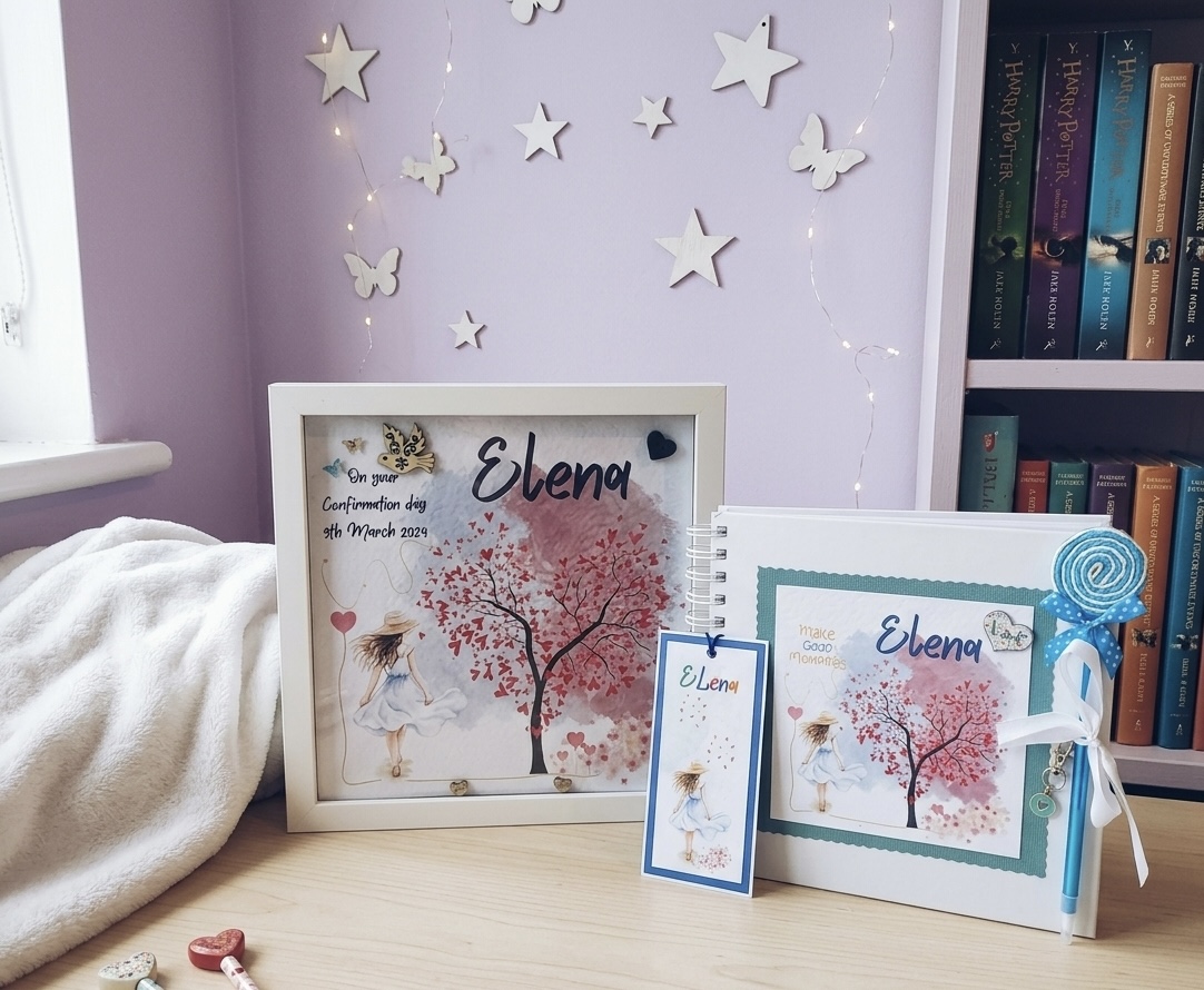 Personalised Confirmation and Communion Gift Set: Handmade Scrapbook Photo Album and Frame - Image 3